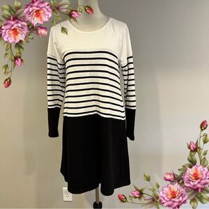 Maurice’s Black and White Striped Long Sleeve sweater Dress